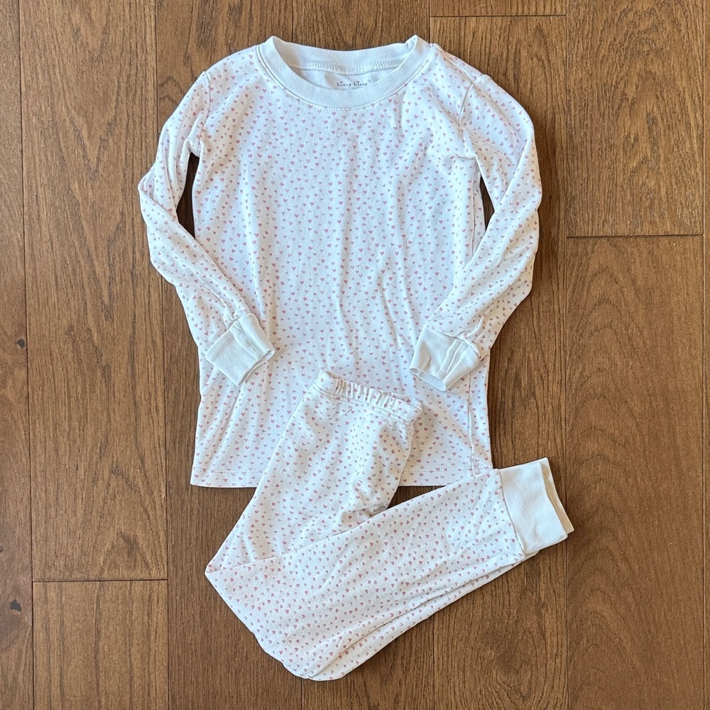 Kissy Kissy White Pajama Set with Pink Dots